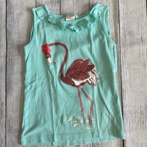 Gymboree Flamingo Ruffle Sleeveless Tank Teal Pink size 8